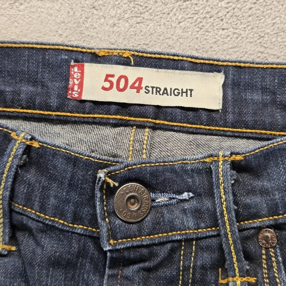 Vintage‎ Levis 504 Jeans Mens 32x32 Blue Straight Engineered Dark Wash Zip Fly